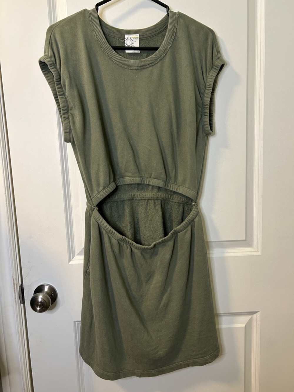 46. aerie Olive Cutout Waist Mini Dress with Crew Neck